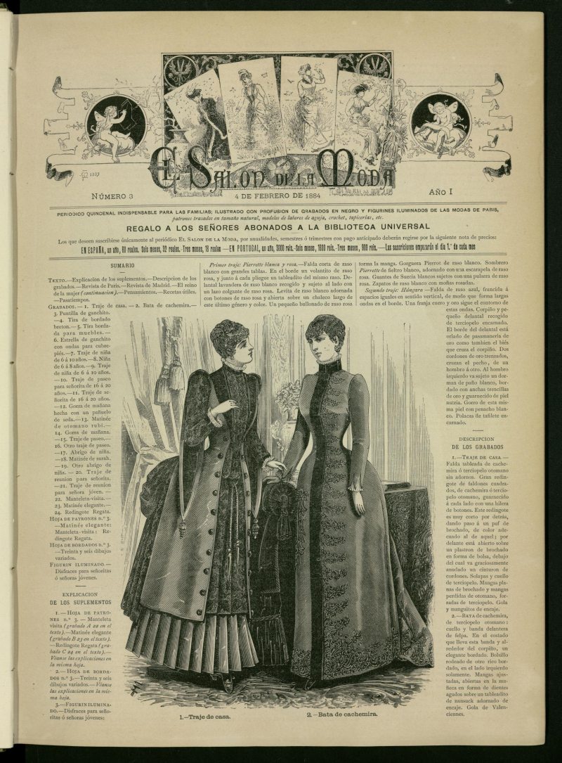 El Saln de la Moda : peridico quincenal indispensable para las familias del 4 de febrero de 1884, n 3