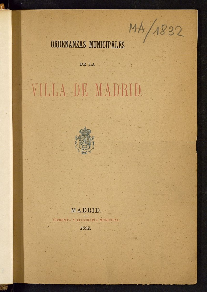 Ordenanzas municipales de la Villa de Madrid