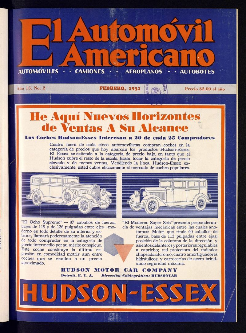El Automvil Americano : automviles, camiones, motos, cicletas, aeroplanos, febrero de 1931, n 2