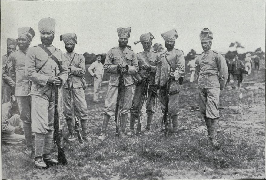 Soldados de infantería india que han tomado parte en la batalla del Aisne
