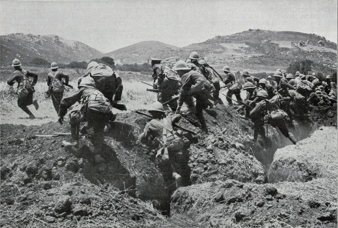 Carga de soldados de la divisin naval en la pennsula de Gallipoli