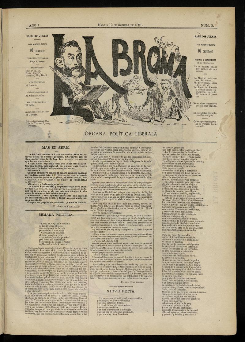 La Broma, del 13 de octubre de 1881, n 2