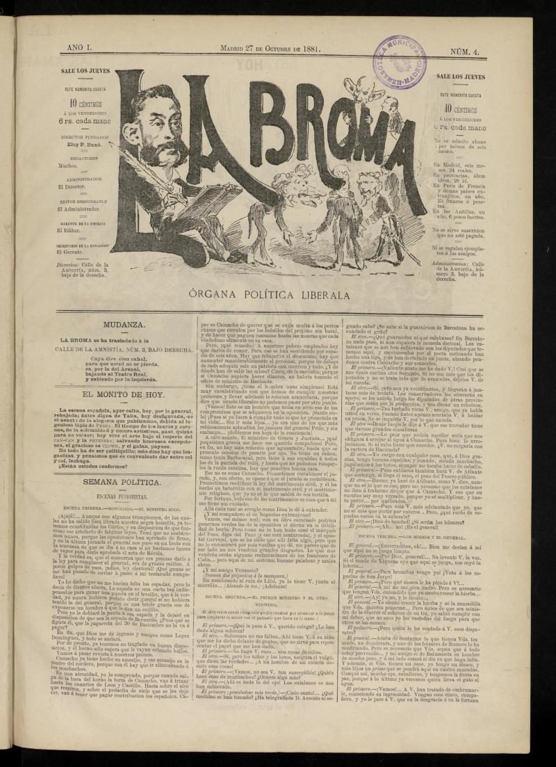La Broma, de 27 de octubre de 1881, n 4