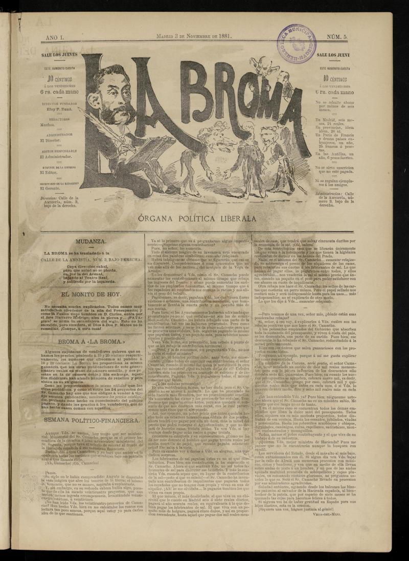 La Broma, de 3 de noviembre de 1881, n 5