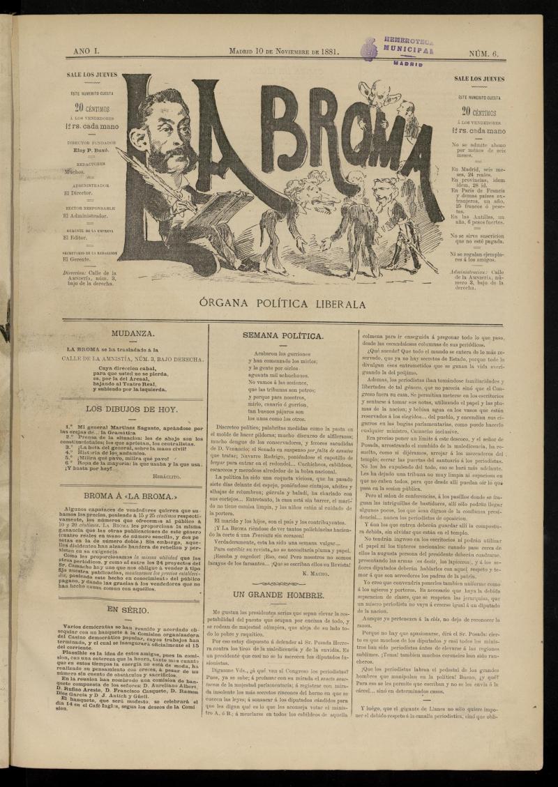La Broma, de 10 de noviembre de 1881, n 6