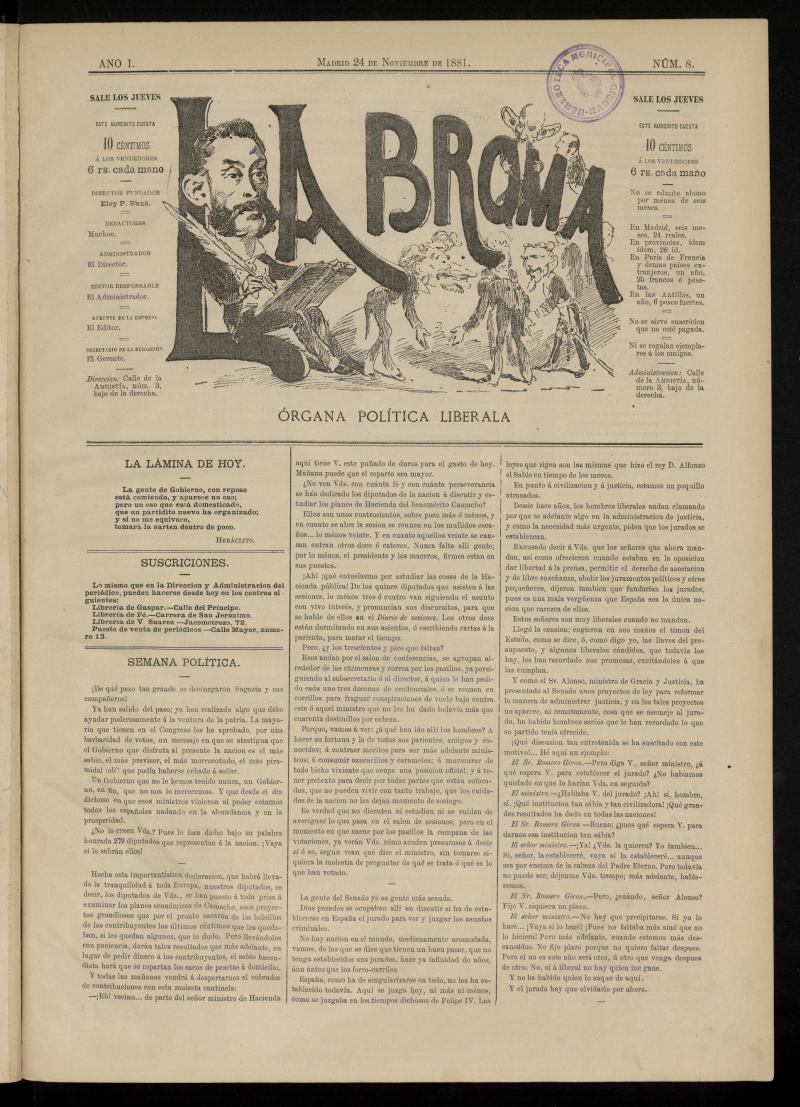 La Broma, de 24 de noviembre de 1881, n 8