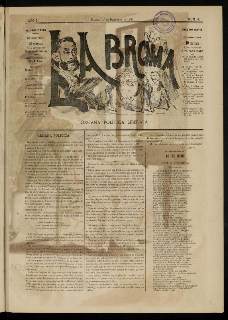 La Broma, de 1 de diciembre de 1881, n 9