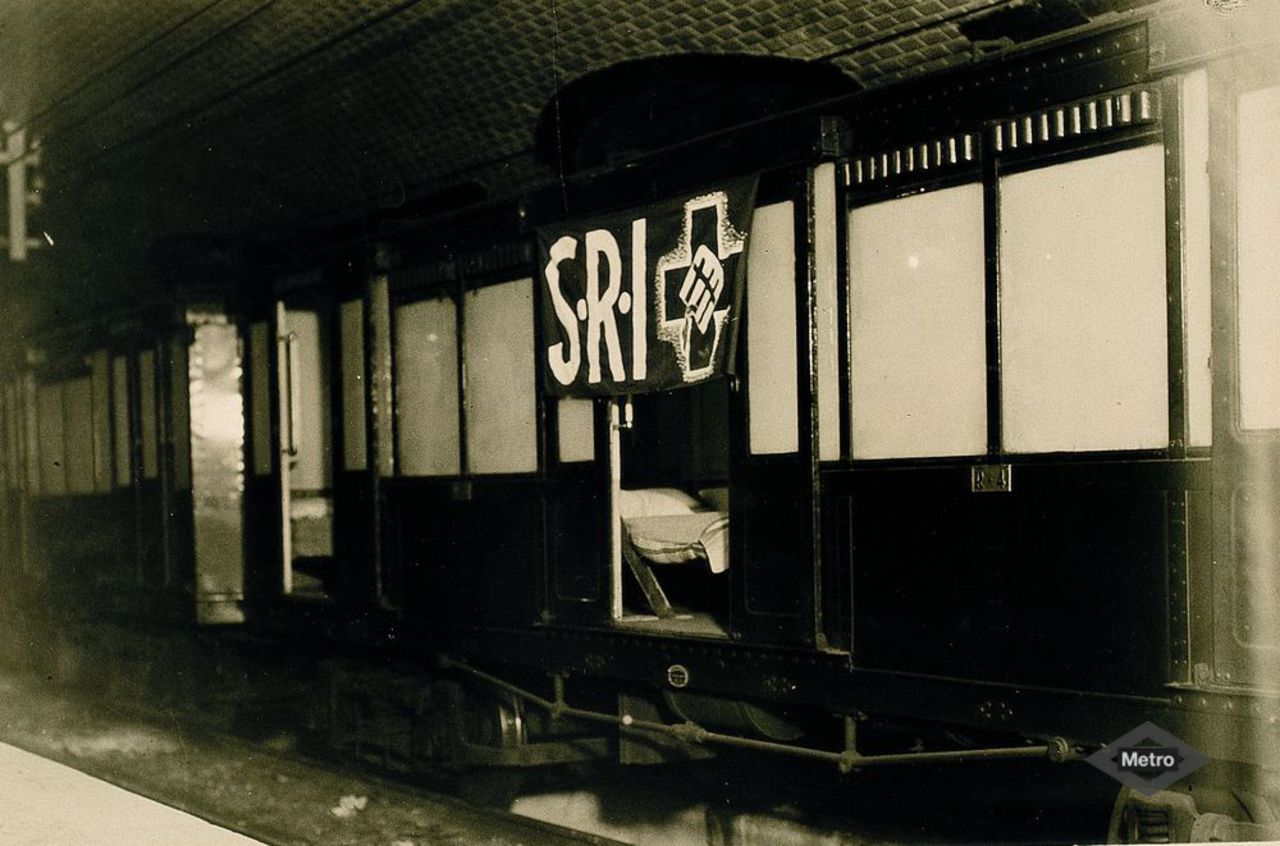 Tren de Metro usado como transporte sanitario durante la Guerra Civil