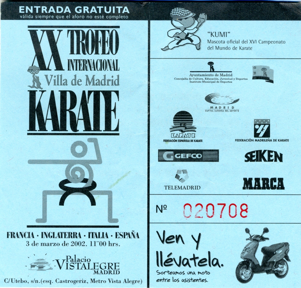 Entrada al XX Trofeo Internacional Villa de Madrid de Karate