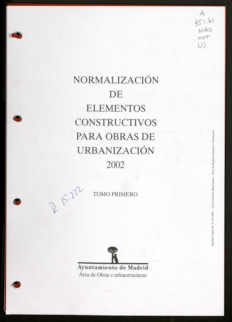 Normalizacion de elementos Constructivos para obra de urbanizacion 2002 volumen 1