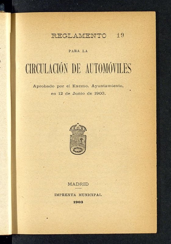 Reglamento para la circulación de automóviles de 12 de junio de 1903