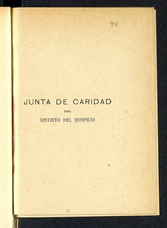 Reglamento de la Junta de Caridad del Distrito del Hospicio