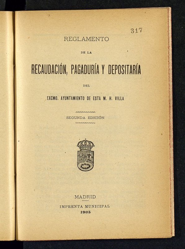 Reglamento de la Recaudacin, Pagadura y Depositara del Ayuntamiento