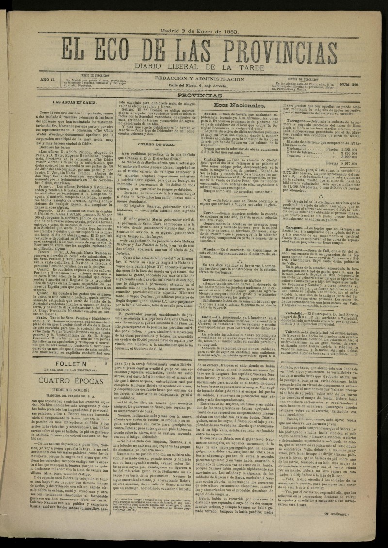 El Eco de las Provincias de 3 de enero de 1883, n 269