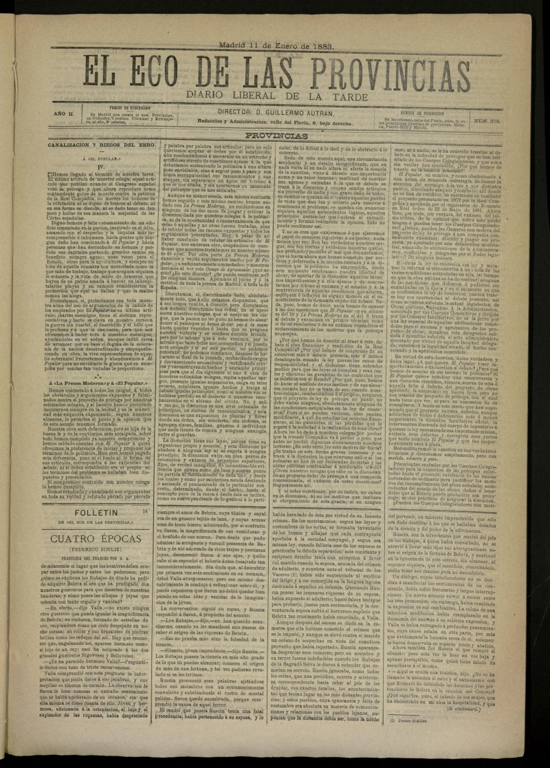 El Eco de las Provincias de 11 de enero de 1883, n 276