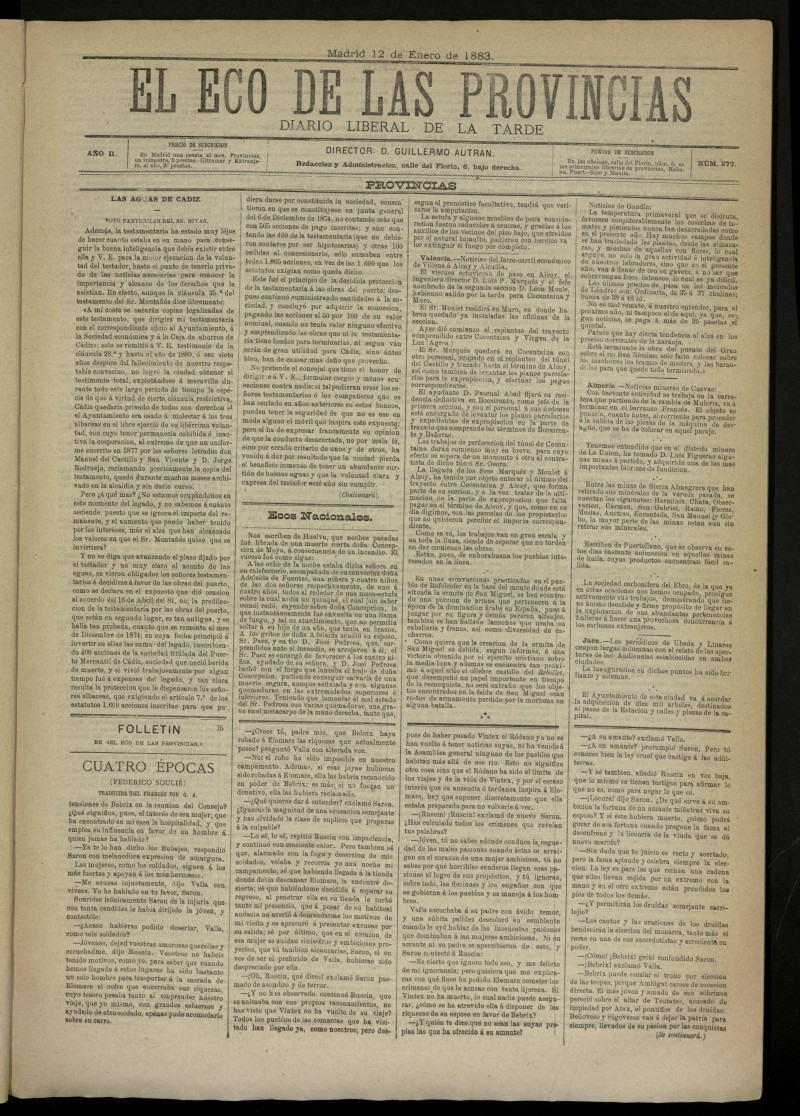 El Eco de las Provincias de 12 de enero de 1883, n 277