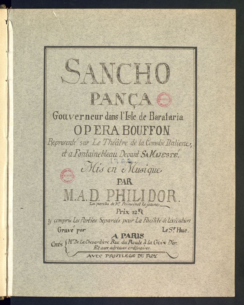 Sancho Pança, gouverneur dans l´Isle de Barataria : opera bouffon (duplicado)