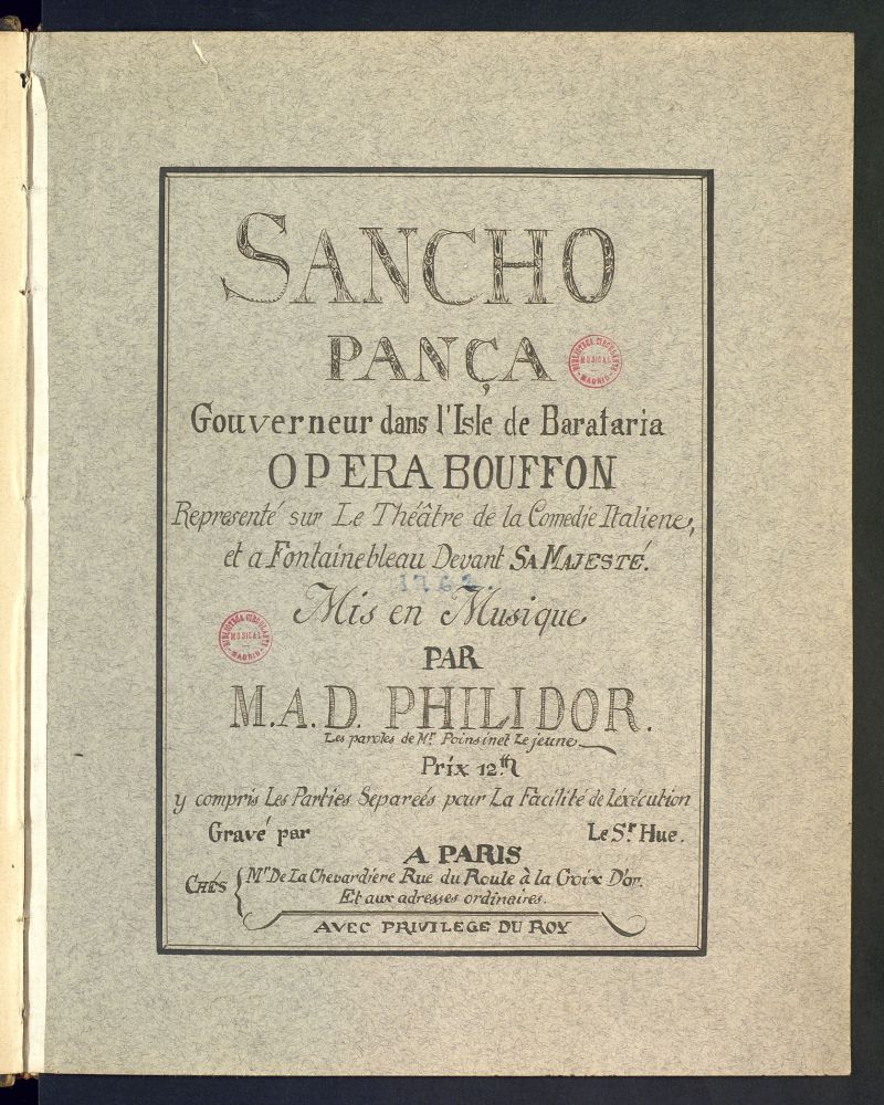 Sancho Pana, gouverneur dans lIsle de Barataria : opera bouffon (duplicado)