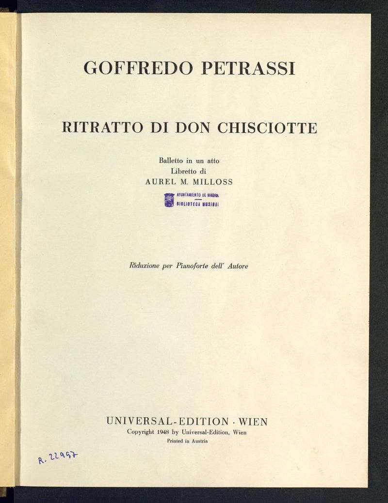 Ritratto di don Chisciotte : balletto in un atto