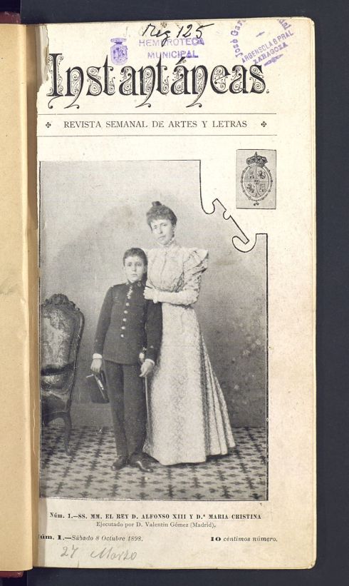 Instantneas : revista semanal de artes y letras del 8 de octubre de 1898. Nmero 1