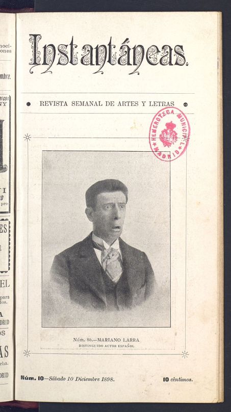 Instantneas : revista semanal de artes y letras del 10 de diciembre de 1898. Nmero 10