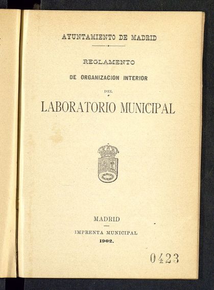 Reglamento de organizacin interior del laboratorio municipal