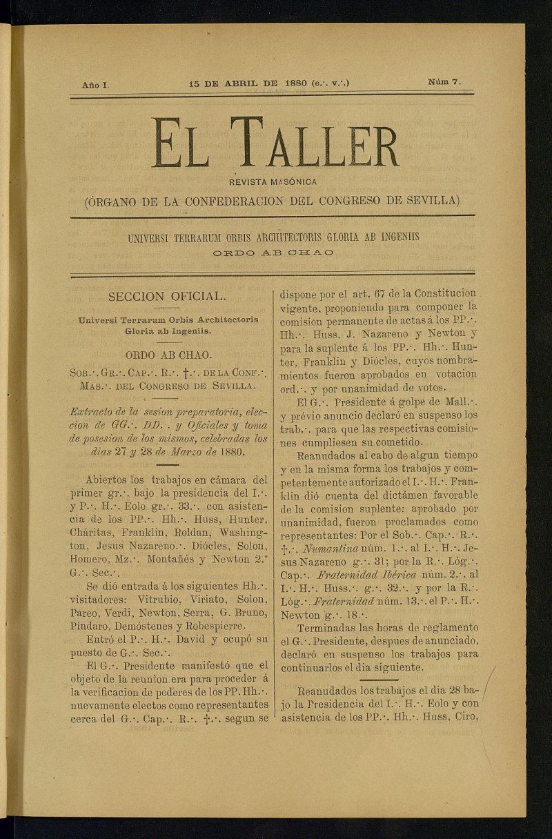 EL Taller, de 15 de abril de 1880, n 7