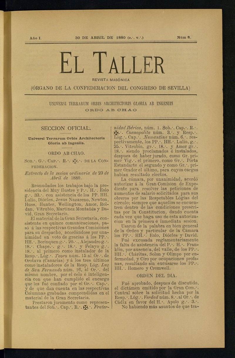 EL Taller, de 30 de abril de 1880, n 8