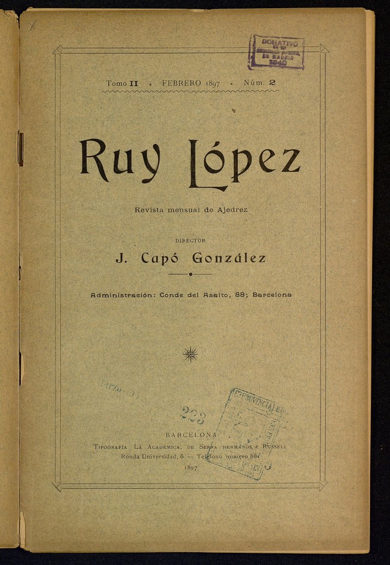 Ruy Lopez, de febrero de 1897, n 2