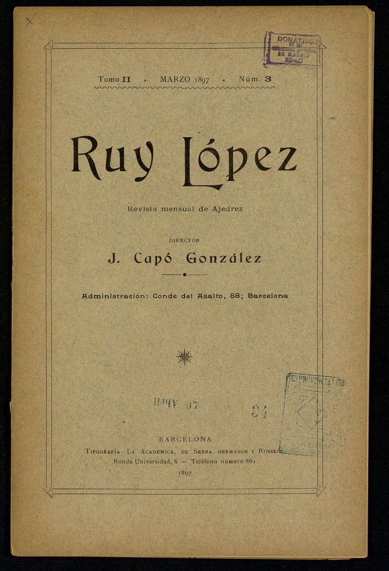 Ruy Lopez, de marzo de 1897, n 3