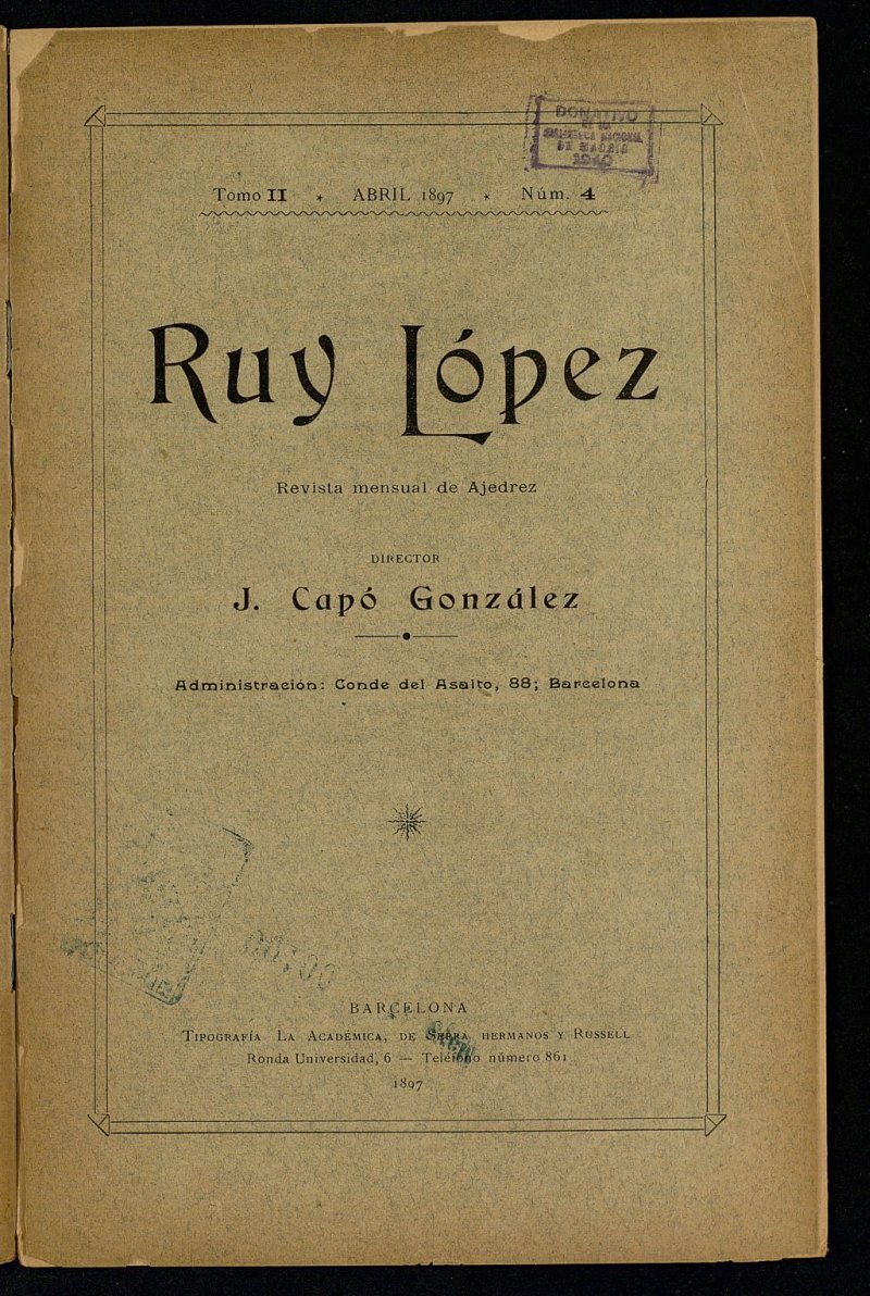 Ruy Lopez, de abril de 1897, n 4