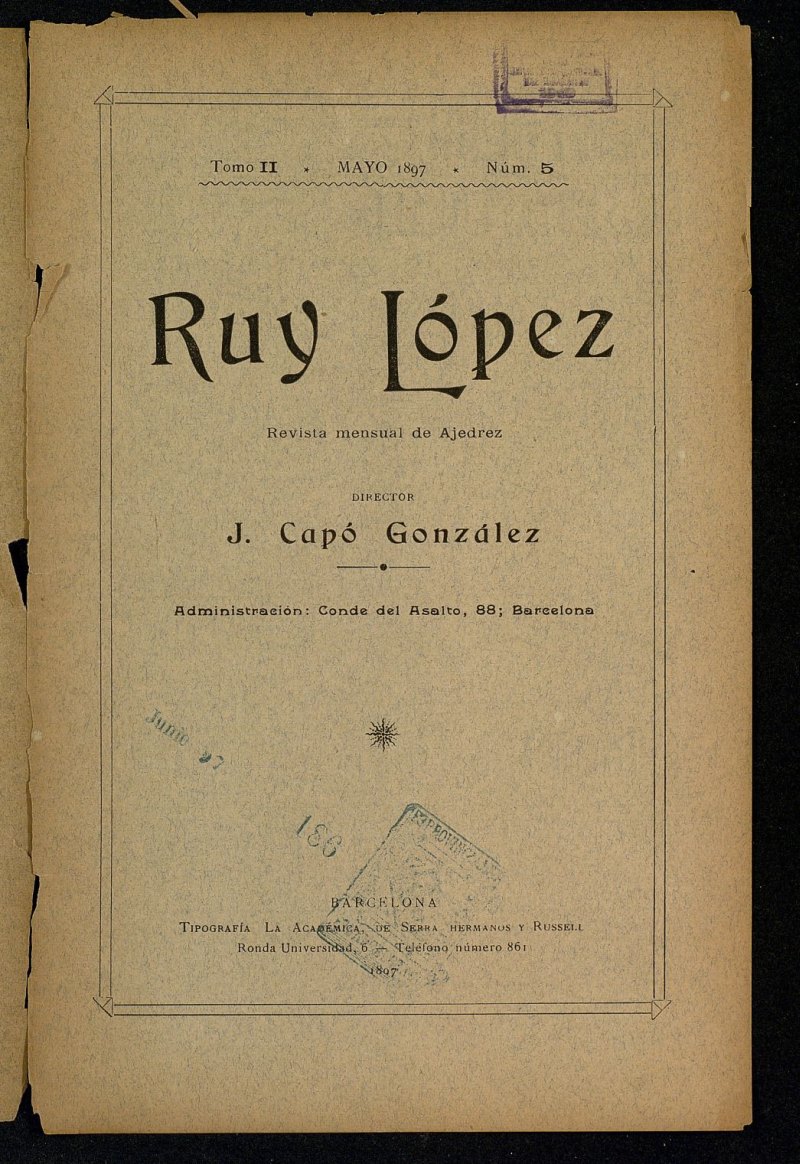 Ruy Lopez, de mayo de 1897, n 5