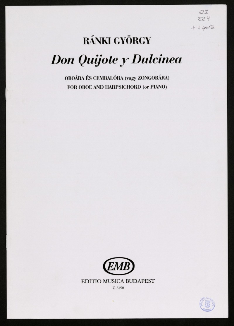 Don Quijote y Dulcinea : oboára és cembalóra