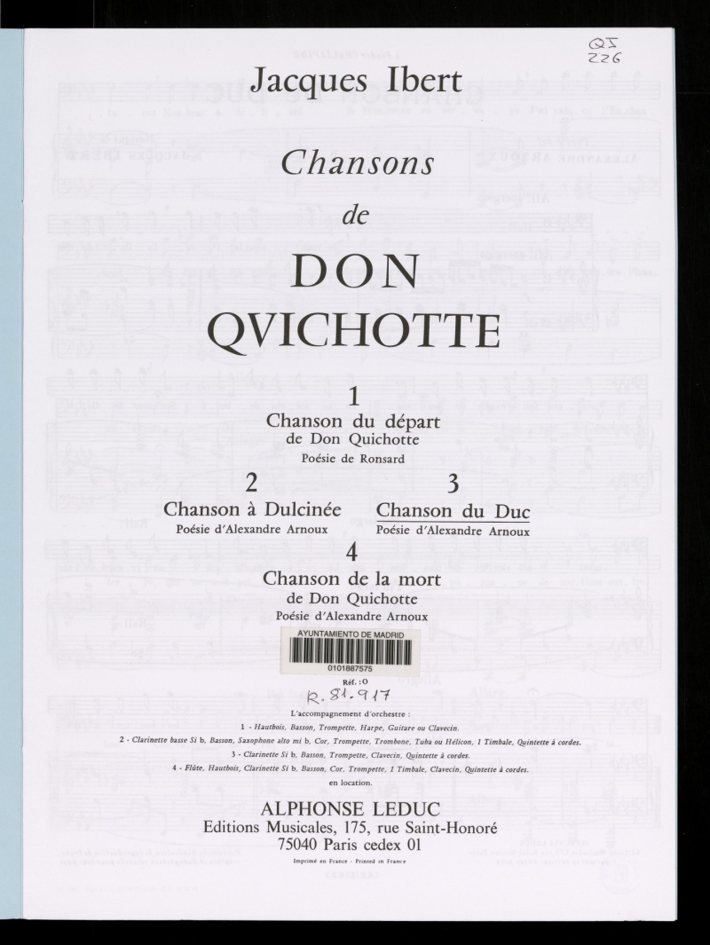 Chansons de Don Qvichotte. 3, Chanson du duc