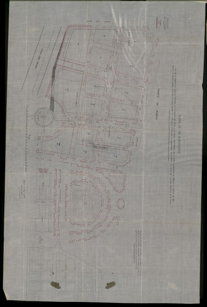 Expediente promovido para fijar rasantes para edificaciones en el Buen Retiro y Palacio de Justicia (Salesas).