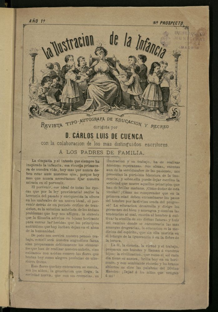 La Ilustracin de la Infancia : revista tipo-autgrafa de educacin y recreo de 1877, n prospecto