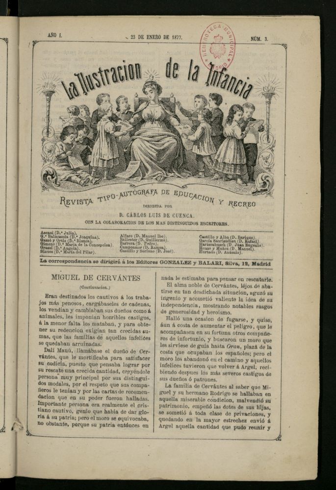 La Ilustracin de la Infancia : revista tipo-autgrafa de educacin y recreo del 23 de enero de 1877, n 3