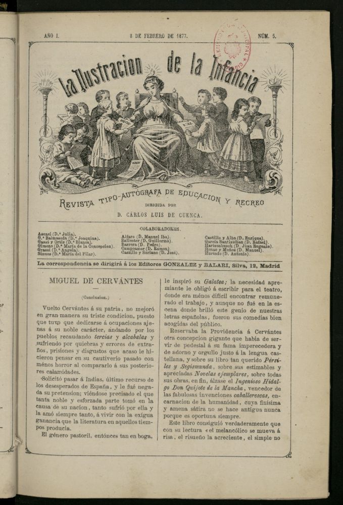 La Ilustracin de la Infancia : revista tipo-autgrafa de educacin y recreo del 8 de febrero de 1877, n 5