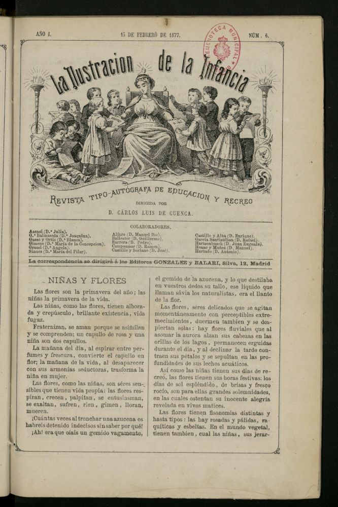 La Ilustracin de la Infancia : revista tipo-autgrafa de educacin y recreo del 15 de febrero de 1877, n 6