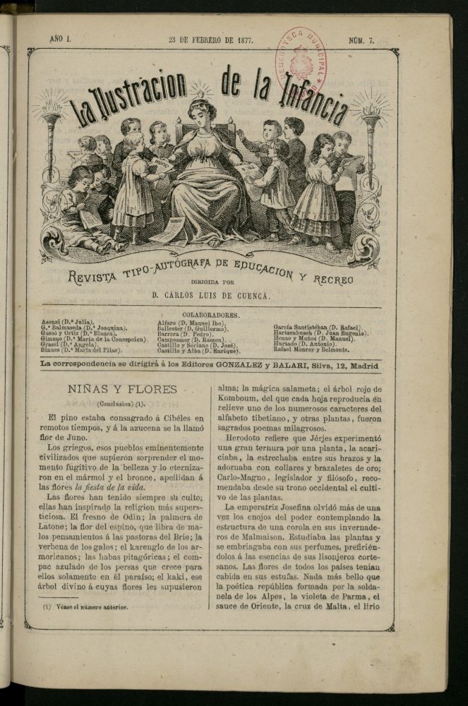 La Ilustracin de la Infancia : revista tipo-autgrafa de educacin y recreo del 23 de febrero de 1877, n 7
