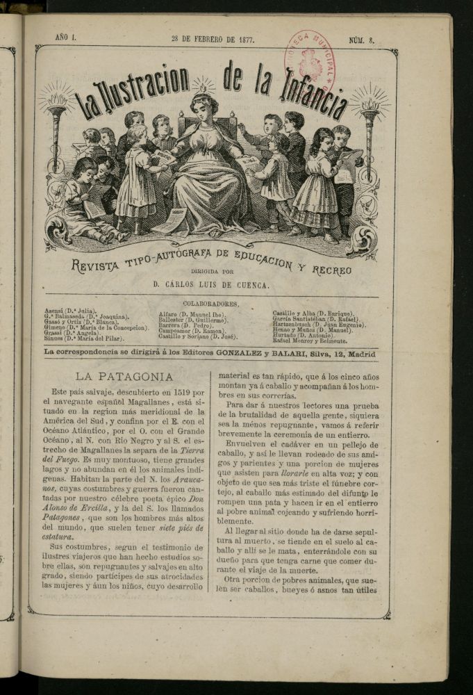 La Ilustracin de la Infancia : revista tipo-autgrafa de educacin y recreo del 28 de febrero de 1877, n 8