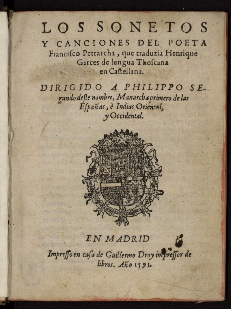Los sonetos y canciones del poeta Francisco Petrarcha.