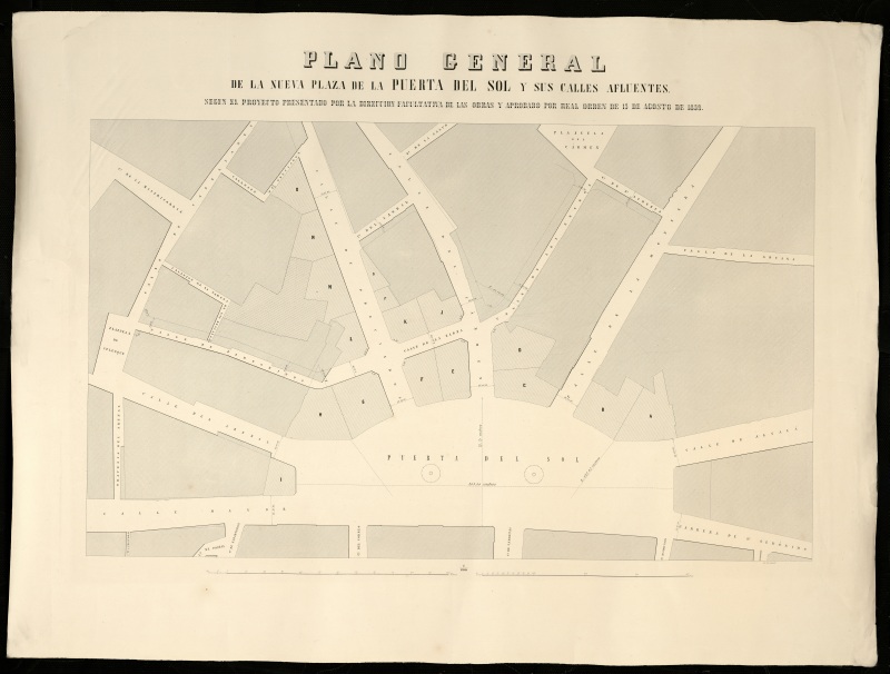 Plano General de la nueva plaza de la Puerta del Sol y sus calles afluentes