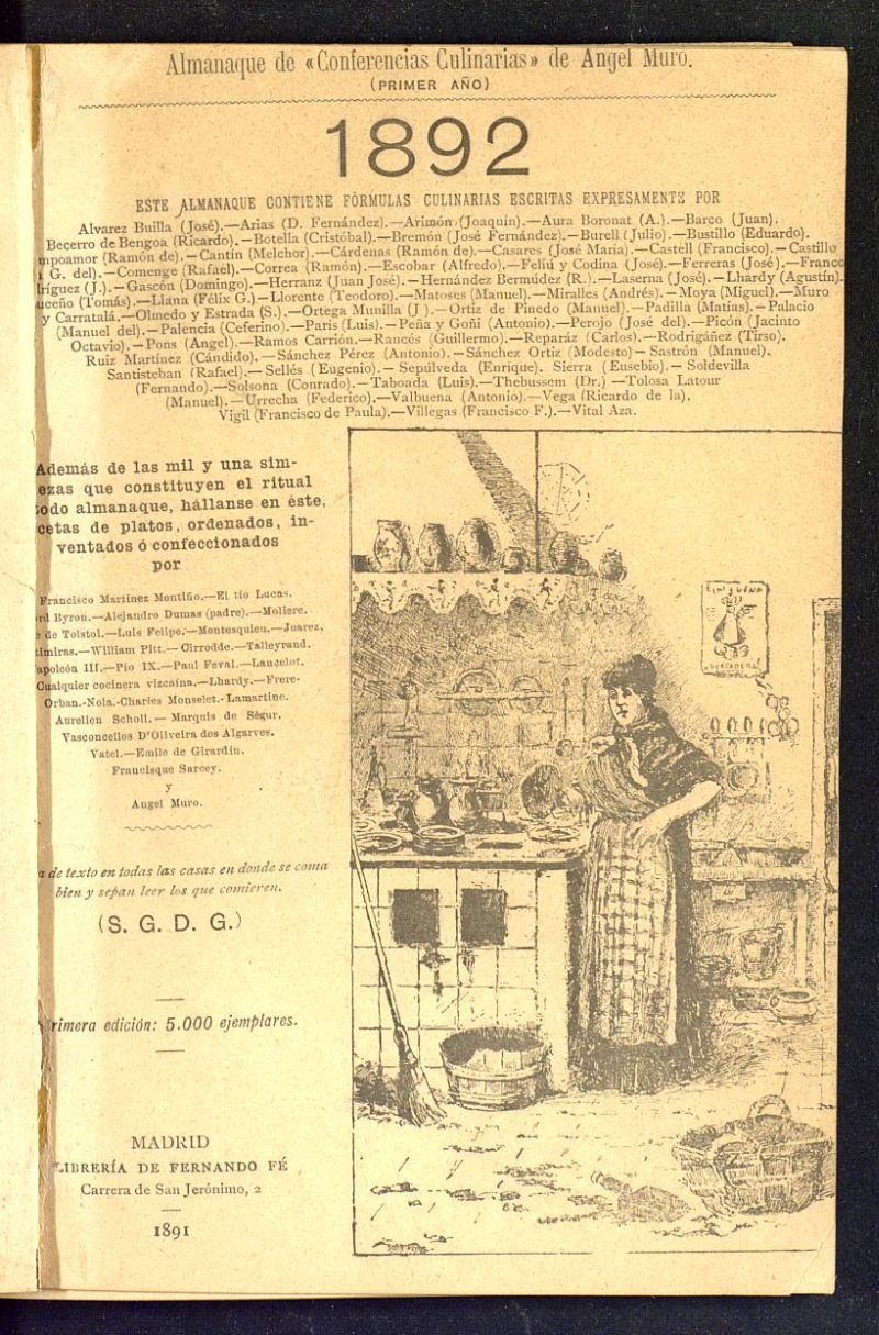 Almanaque de Conferencias culinarias : para el ao bisiesto de 1892
