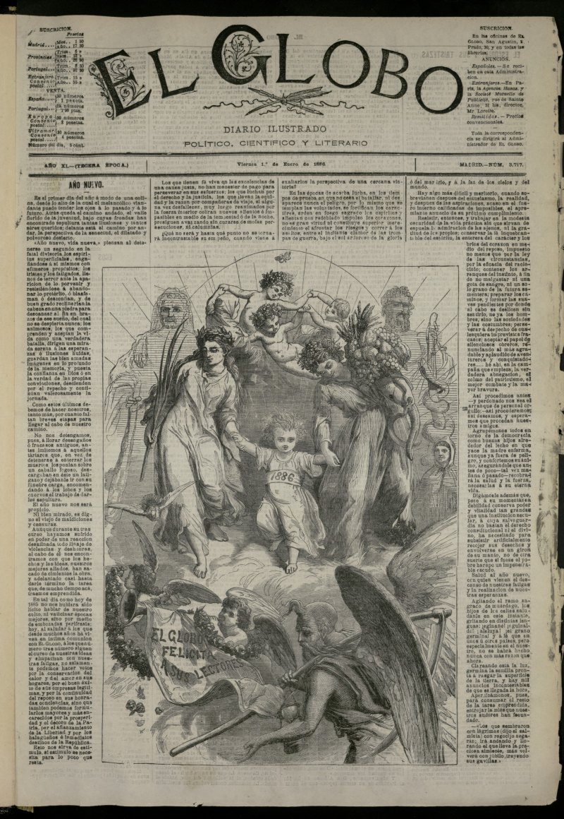 El Globo : diario ilustrado del 1 de enero de 1886, n 3717