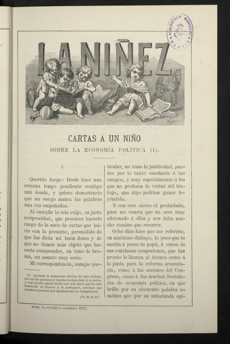 La Niez, tomo I de enero de 1879, n 3
