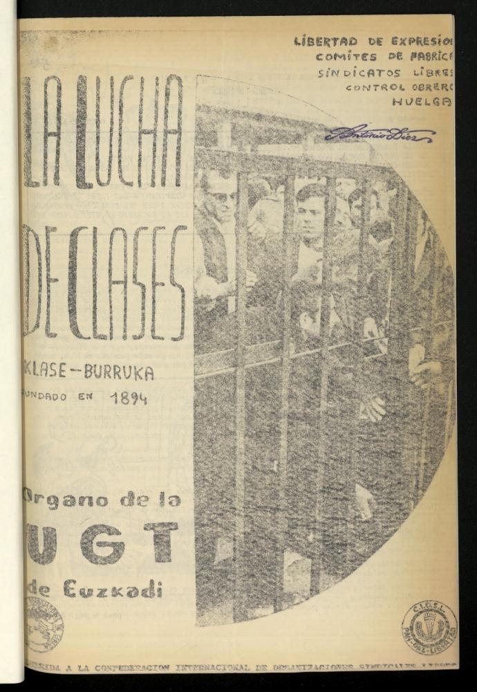 La lucha de clases. Klase-Burruka. rgano de la U.G.T. de Euzkadi de octubre de 1971, n 2.