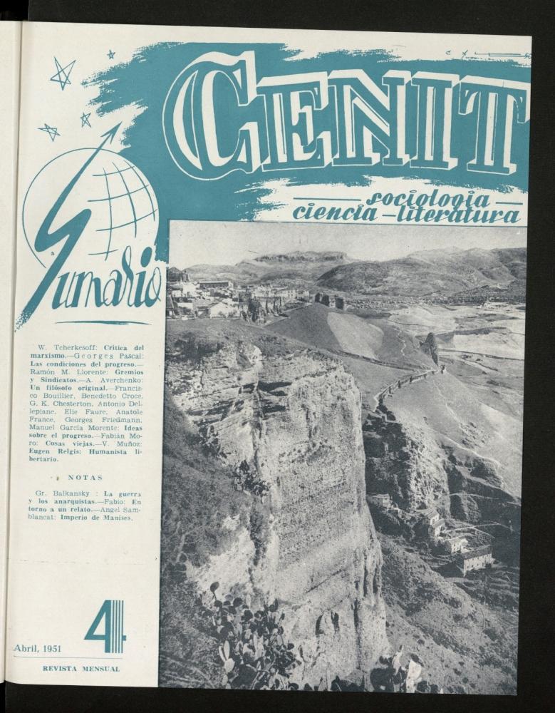 Cenit : revista mensual de Sociologa, Ciencia y Literatura de abril de 1951, n 4
