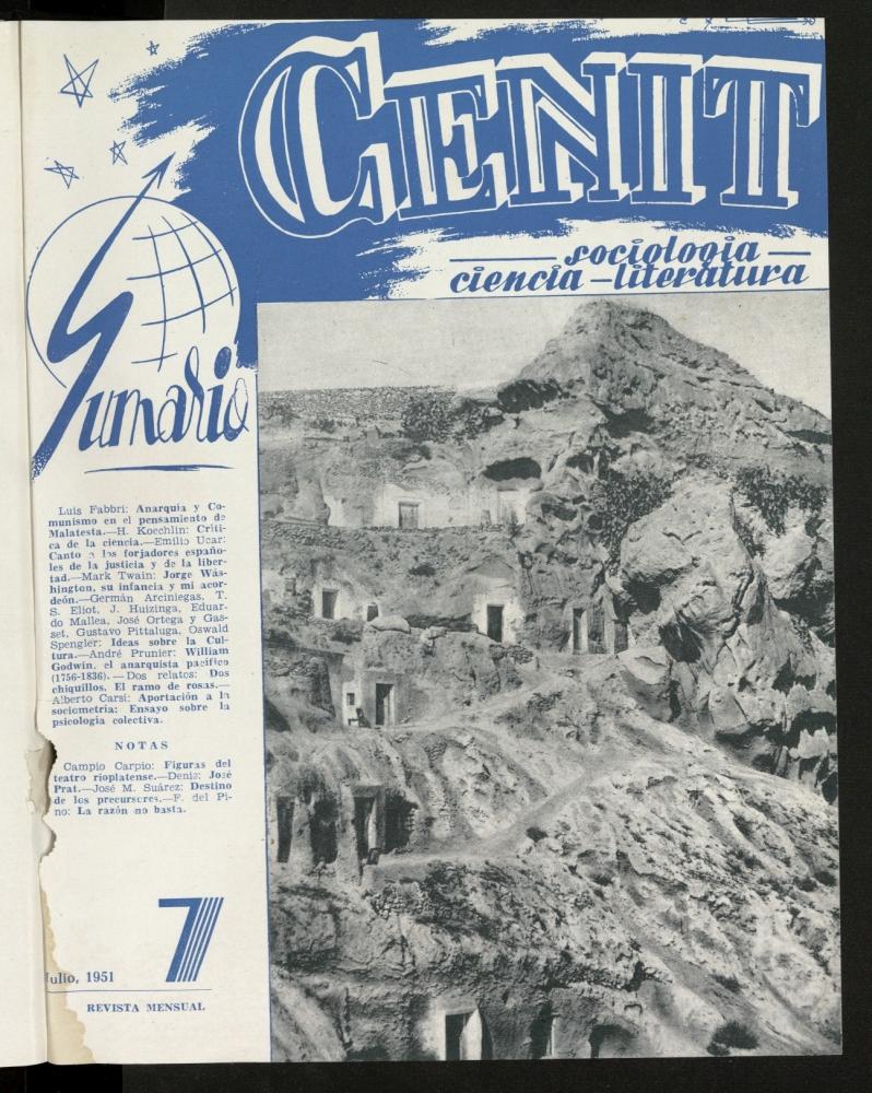 Cenit : revista mensual de Sociologa, Ciencia y Literatura de julio de 1951, n 7