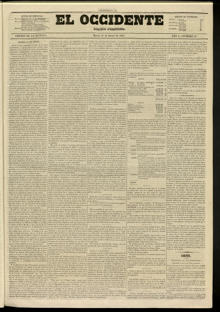 El Occidente: diario poltico del 16 de enero de 1855, n 6
